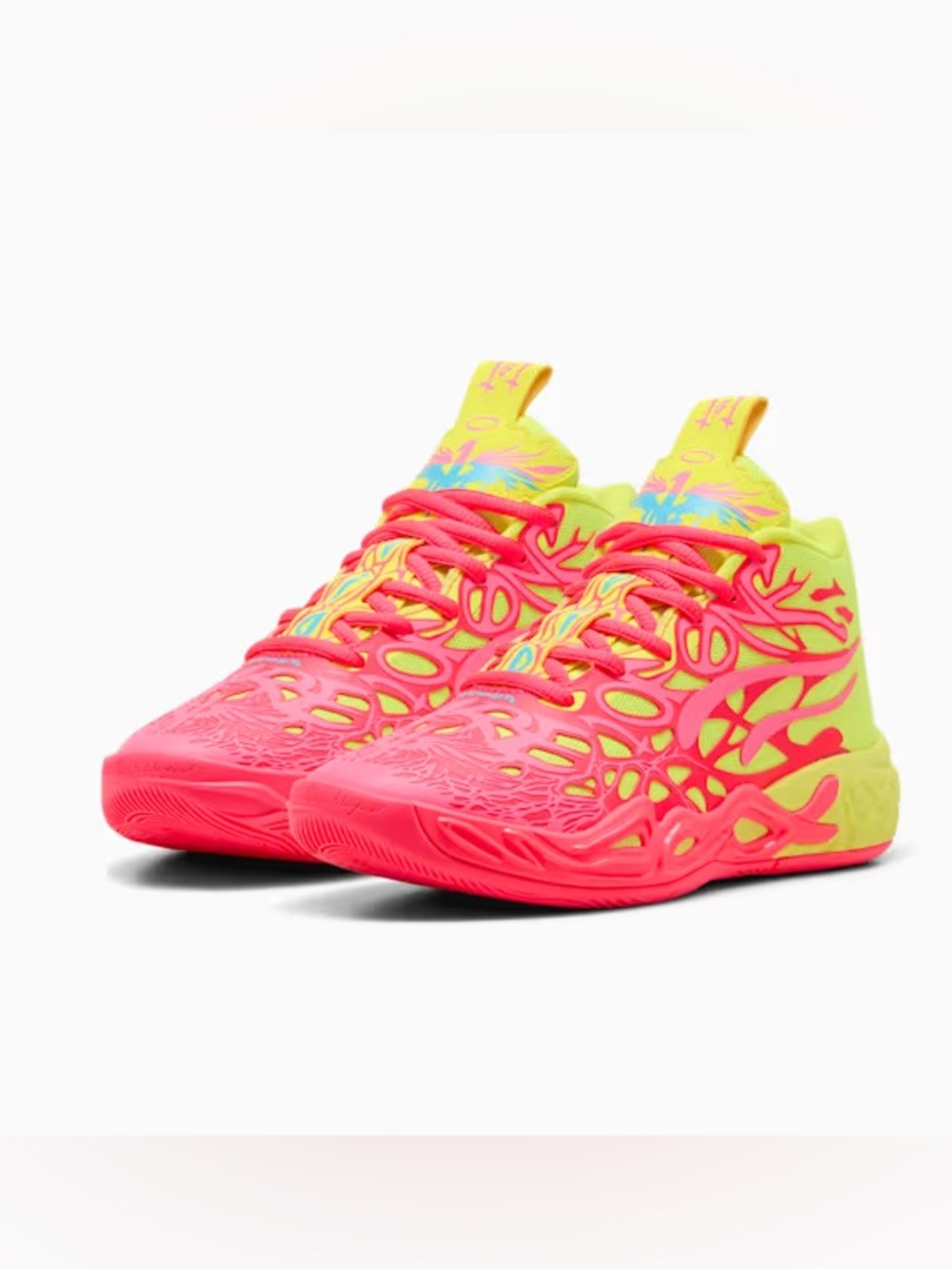 PUMA x LAMELO BALL MB.04 1Love Neon Pink and Yellow Athletic Sneakers